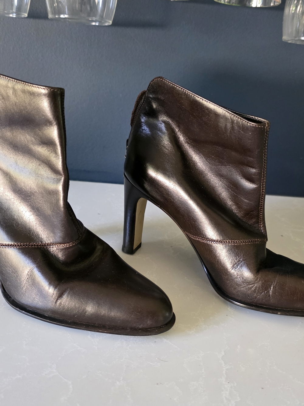 Bakers Dark Brown Leather High-Heel Ankle Booties